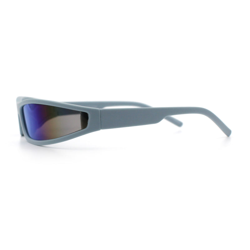 Retro Slit Thin Narrow Rectangle Curved Wrap Sport Plastic Sunglasses