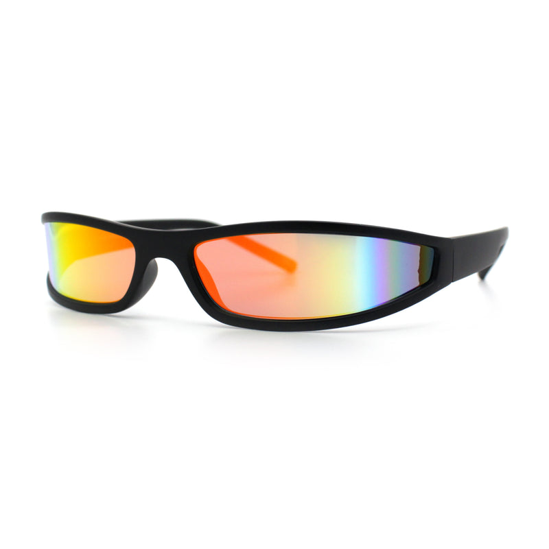 Retro Slit Thin Narrow Rectangle Curved Wrap Sport Plastic Sunglasses