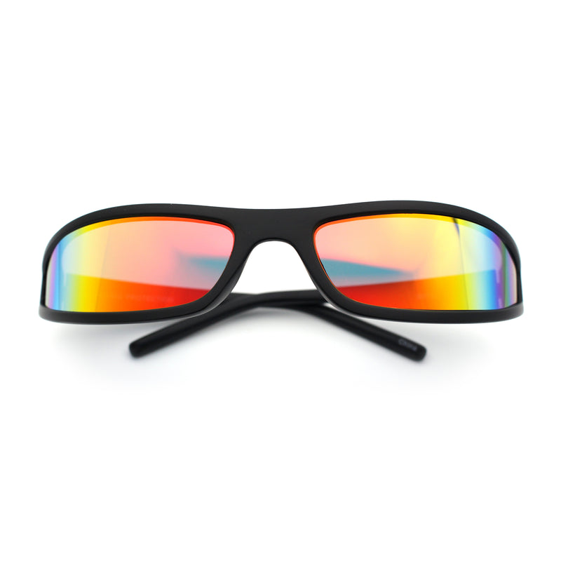 Retro Slit Thin Narrow Rectangle Curved Wrap Sport Plastic Sunglasses
