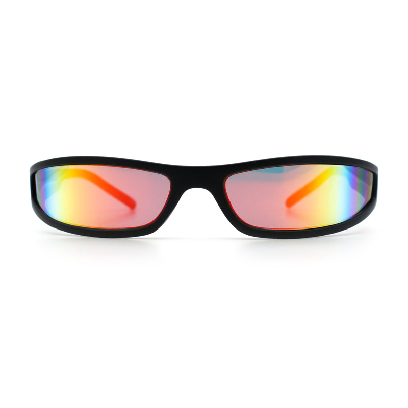Retro Slit Thin Narrow Rectangle Curved Wrap Sport Plastic Sunglasses