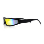 Retro Slit Thin Narrow Rectangle Curved Wrap Sport Plastic Sunglasses