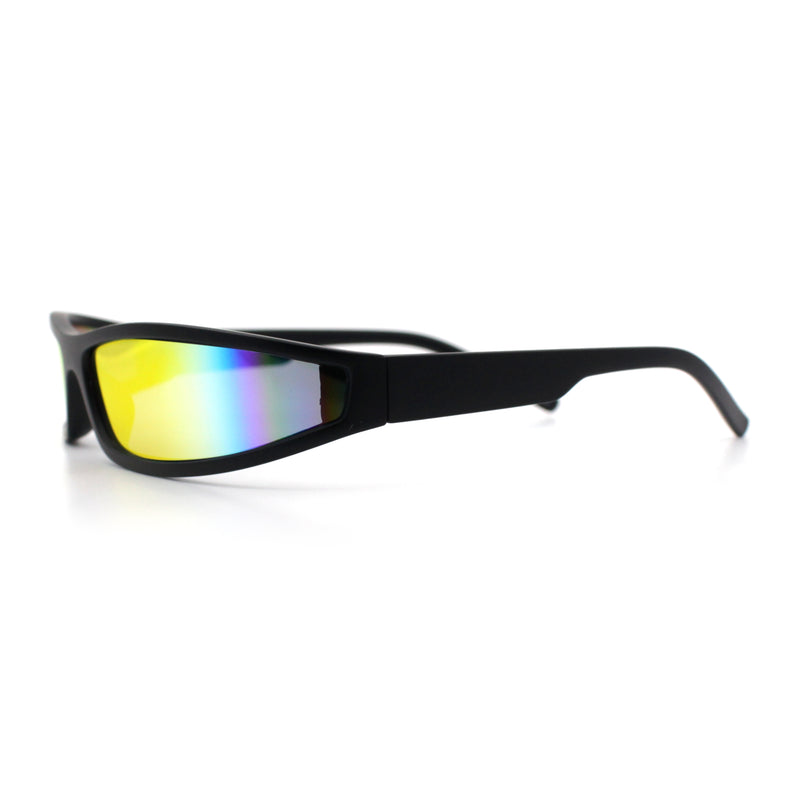 Retro Slit Thin Narrow Rectangle Curved Wrap Sport Plastic Sunglasses