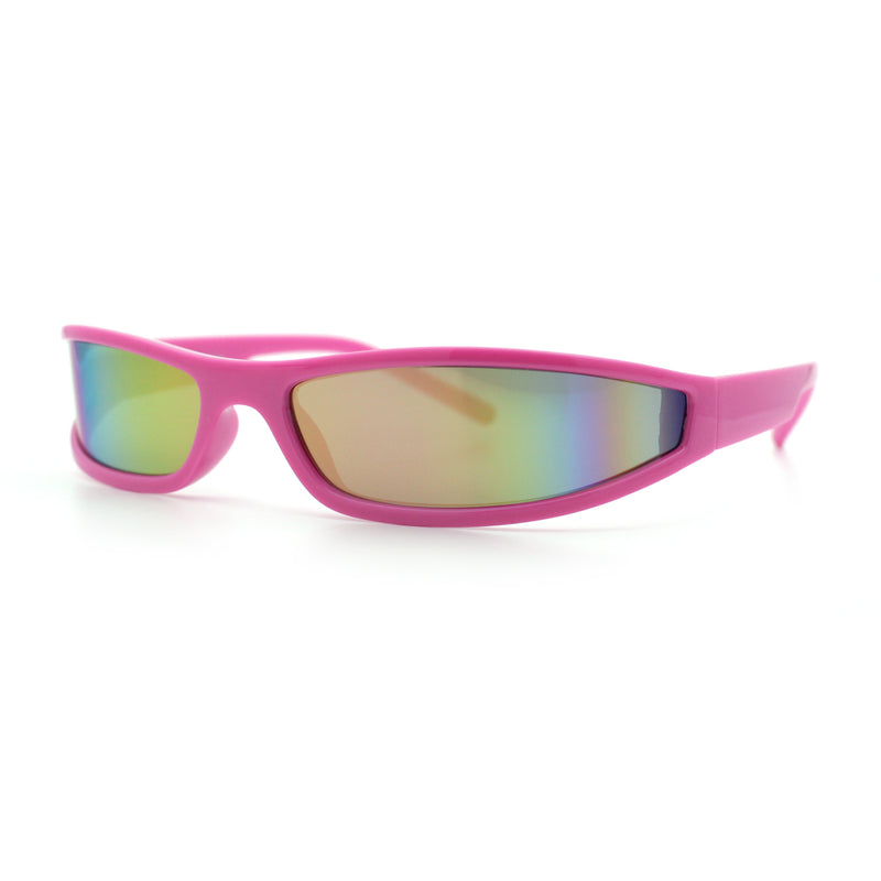 Retro Slit Thin Narrow Rectangle Curved Wrap Sport Plastic Sunglasses