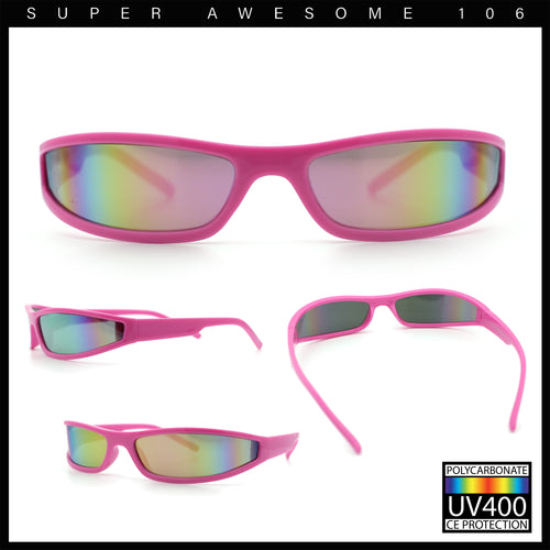 Retro Slit Thin Narrow Rectangle Curved Wrap Sport Plastic Sunglasses