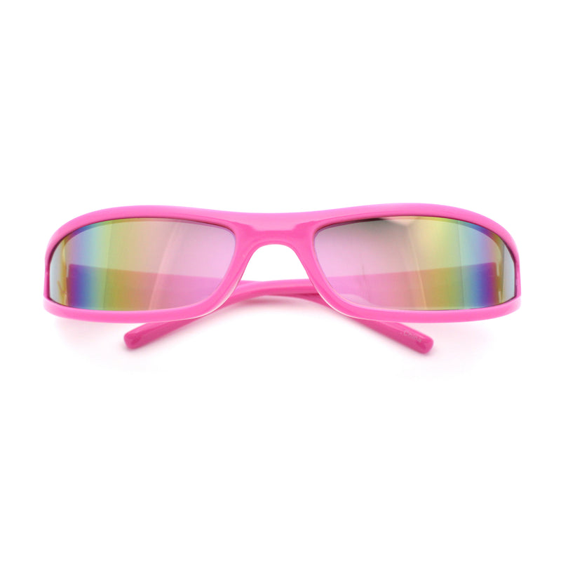 Retro Slit Thin Narrow Rectangle Curved Wrap Sport Plastic Sunglasses