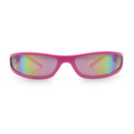 Retro Slit Thin Narrow Rectangle Curved Wrap Sport Plastic Sunglasses