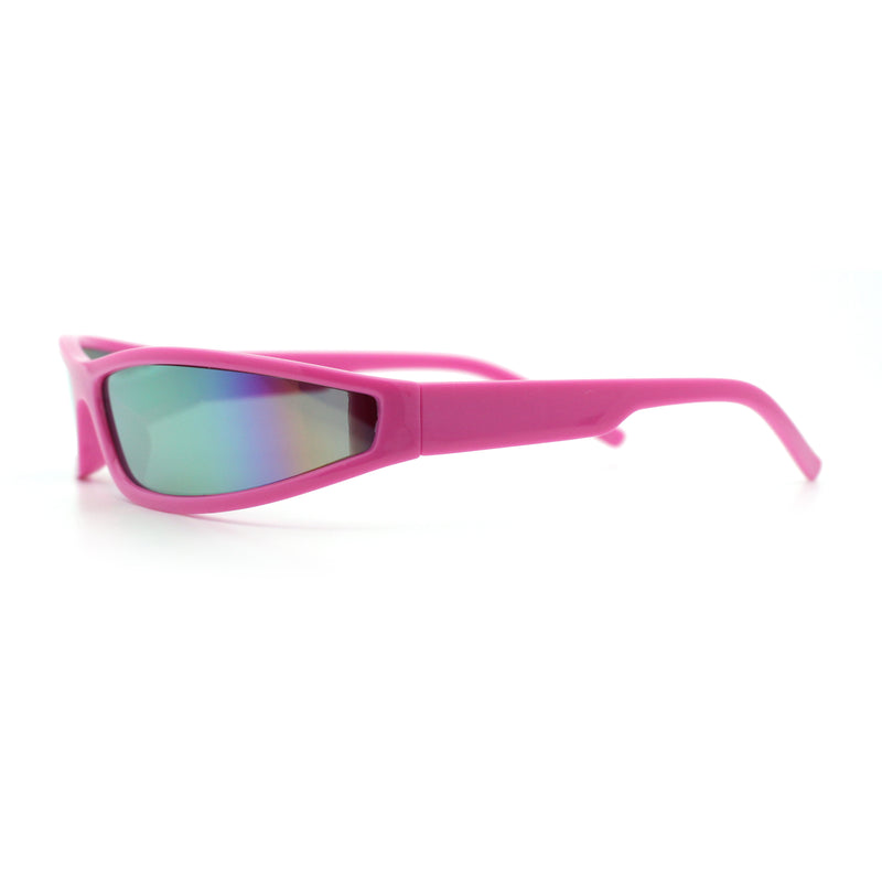 Retro Slit Thin Narrow Rectangle Curved Wrap Sport Plastic Sunglasses