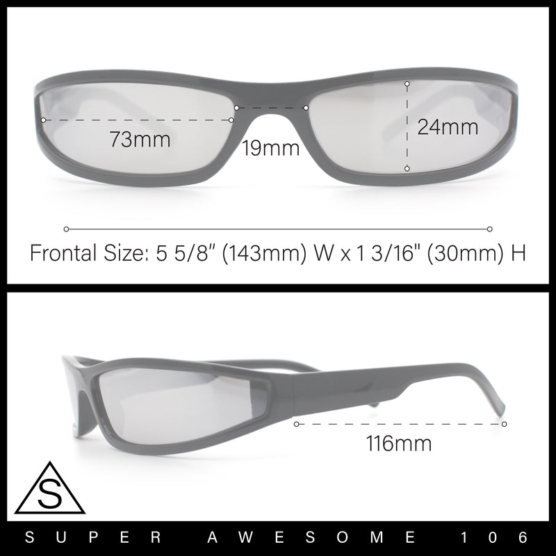 Retro Slit Thin Narrow Rectangle Curved Wrap Sport Plastic Sunglasses