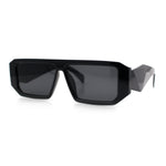 Womens Mod Flat Top Square Rectangle Beveled Diamond Cut Arm Plastic Sunglasses