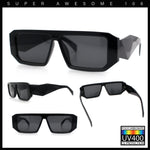 Womens Mod Flat Top Square Rectangle Beveled Diamond Cut Arm Plastic Sunglasses