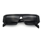 Womens Mod Flat Top Square Rectangle Beveled Diamond Cut Arm Plastic Sunglasses
