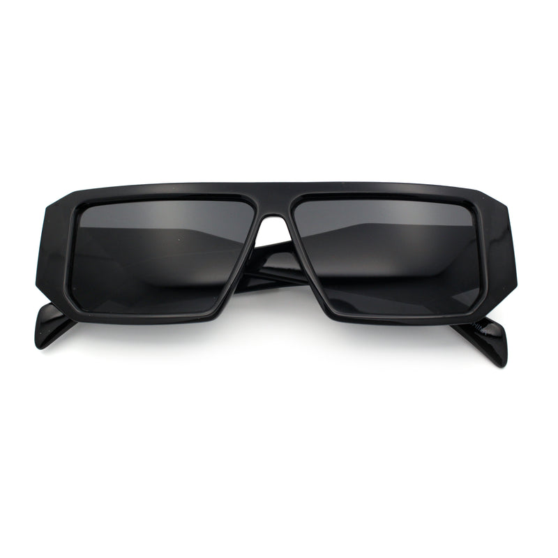 Womens Mod Flat Top Square Rectangle Beveled Diamond Cut Arm Plastic Sunglasses
