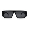 Womens Mod Flat Top Square Rectangle Beveled Diamond Cut Arm Plastic Sunglasses