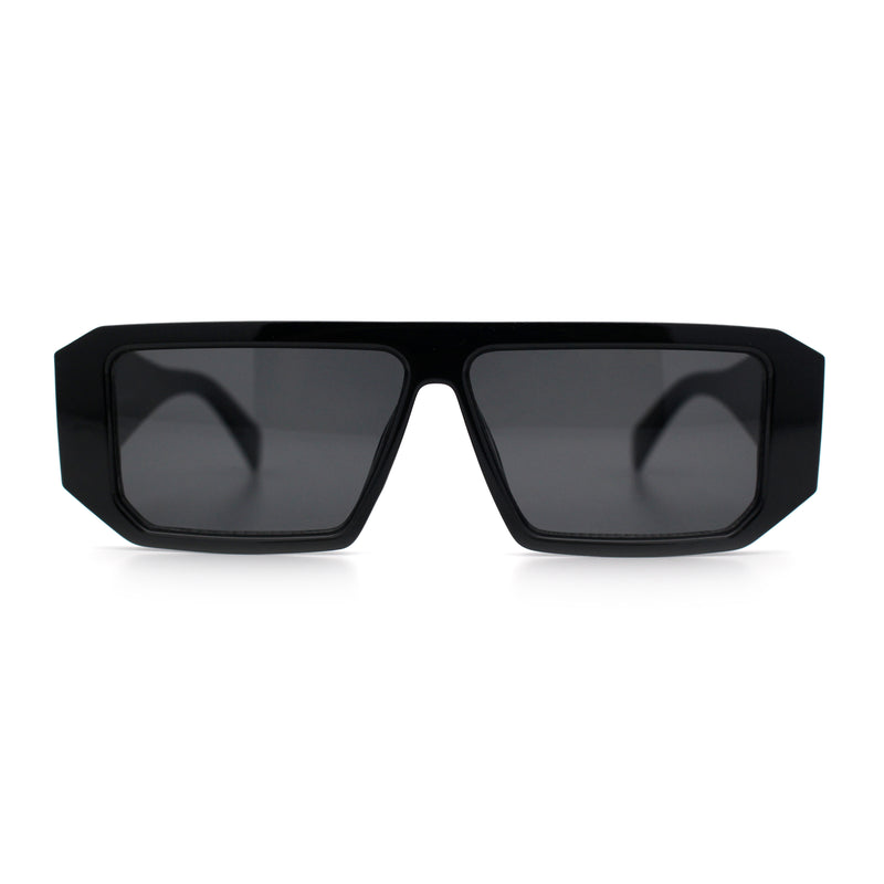 Womens Mod Flat Top Square Rectangle Beveled Diamond Cut Arm Plastic Sunglasses