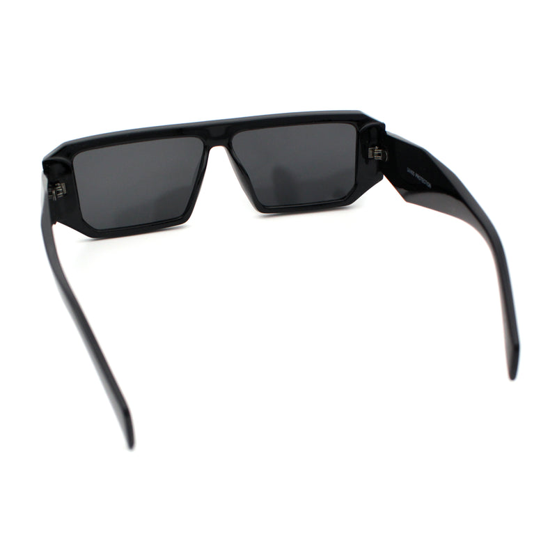 Womens Mod Flat Top Square Rectangle Beveled Diamond Cut Arm Plastic Sunglasses