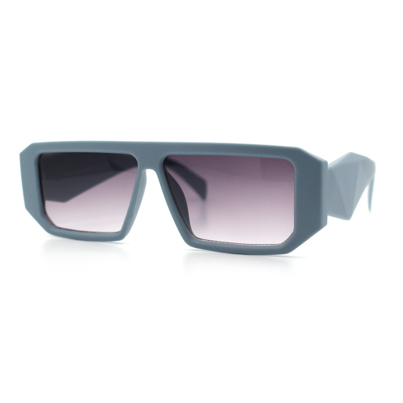 Womens Mod Flat Top Square Rectangle Beveled Diamond Cut Arm Plastic Sunglasses