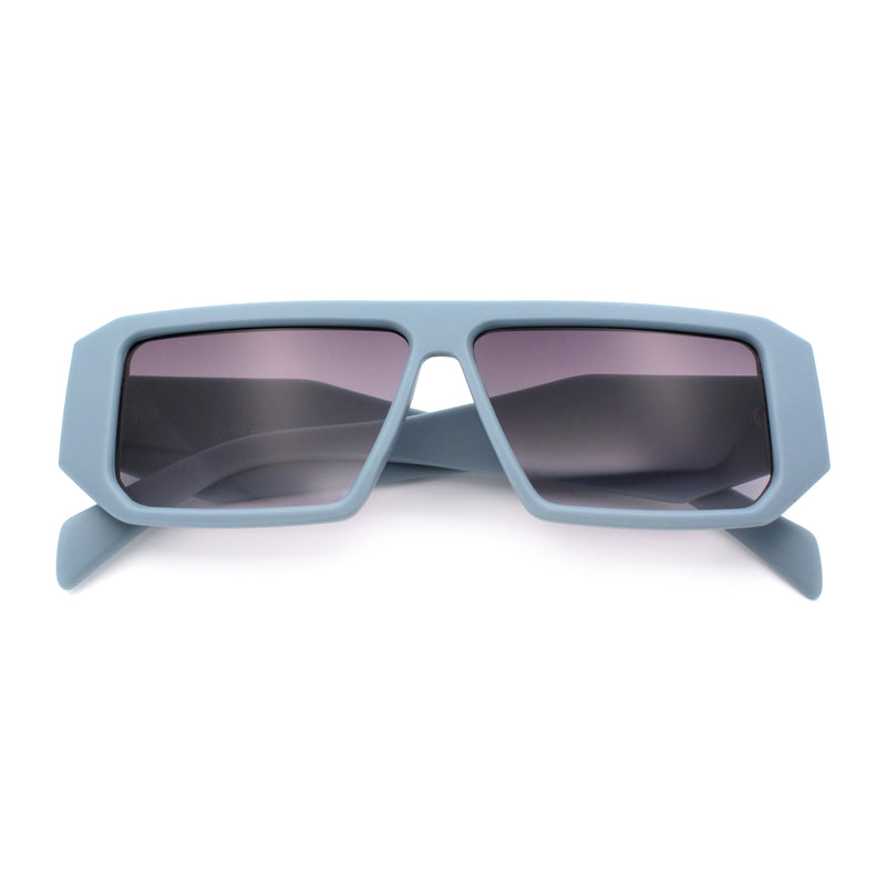 Womens Mod Flat Top Square Rectangle Beveled Diamond Cut Arm Plastic Sunglasses