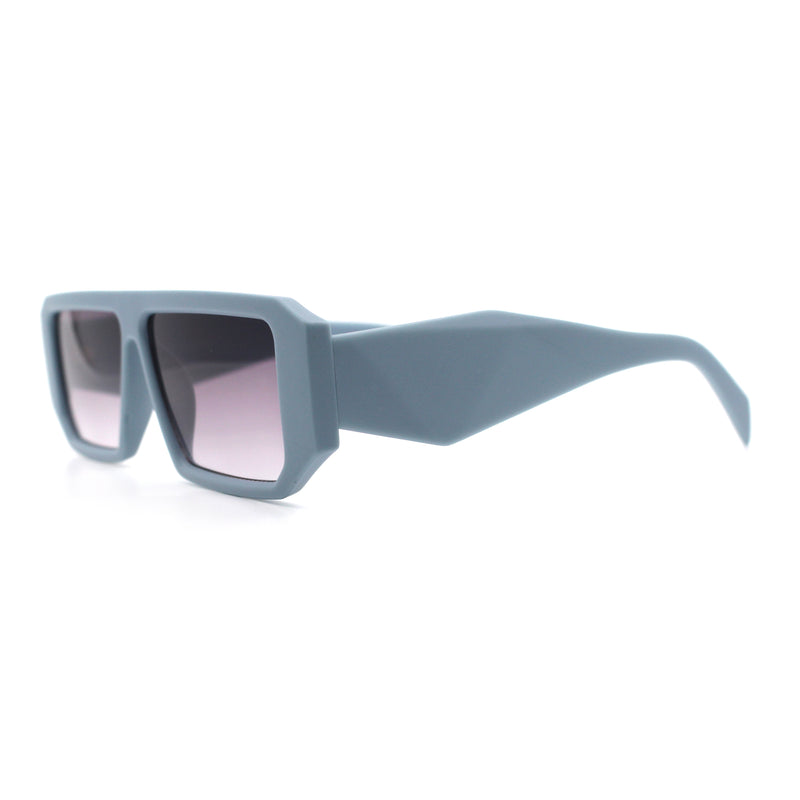 Womens Mod Flat Top Square Rectangle Beveled Diamond Cut Arm Plastic Sunglasses