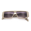 Womens Mod Flat Top Square Rectangle Beveled Diamond Cut Arm Plastic Sunglasses