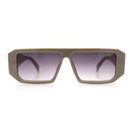 Womens Mod Flat Top Square Rectangle Beveled Diamond Cut Arm Plastic Sunglasses