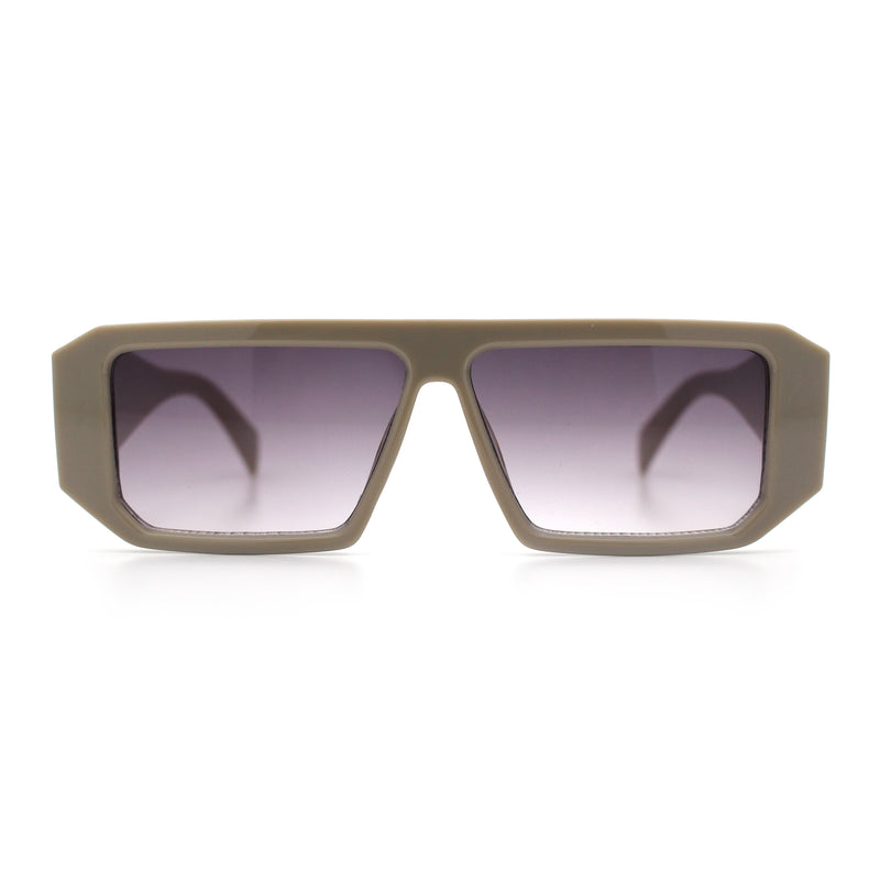 Womens Mod Flat Top Square Rectangle Beveled Diamond Cut Arm Plastic Sunglasses