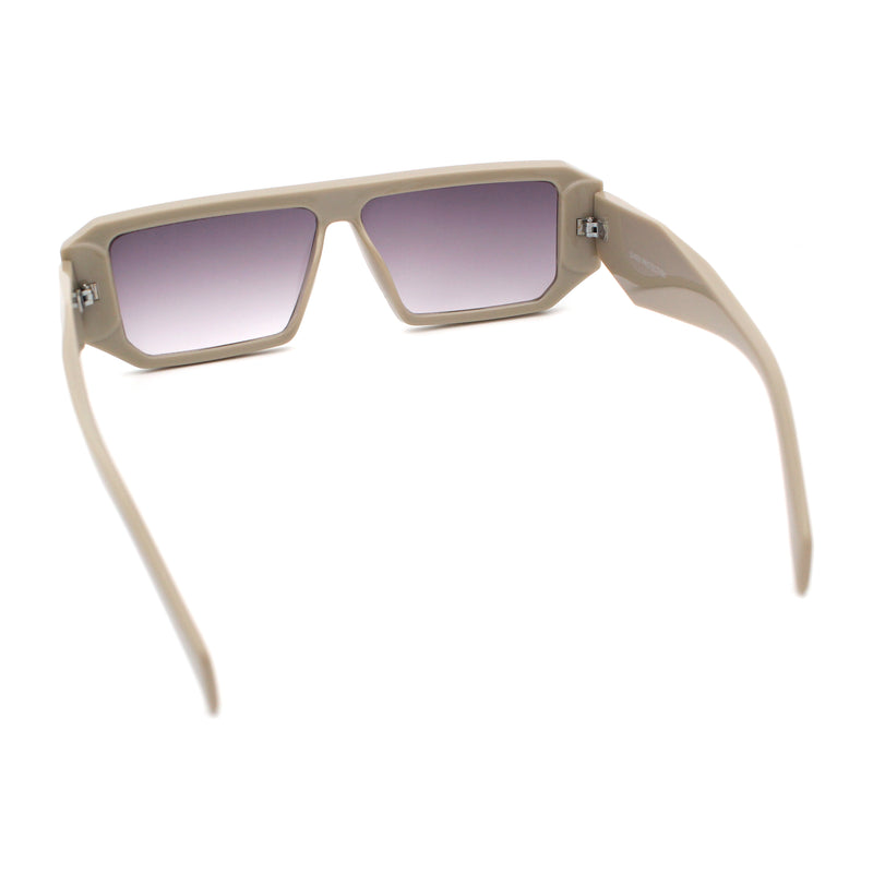 Womens Mod Flat Top Square Rectangle Beveled Diamond Cut Arm Plastic Sunglasses