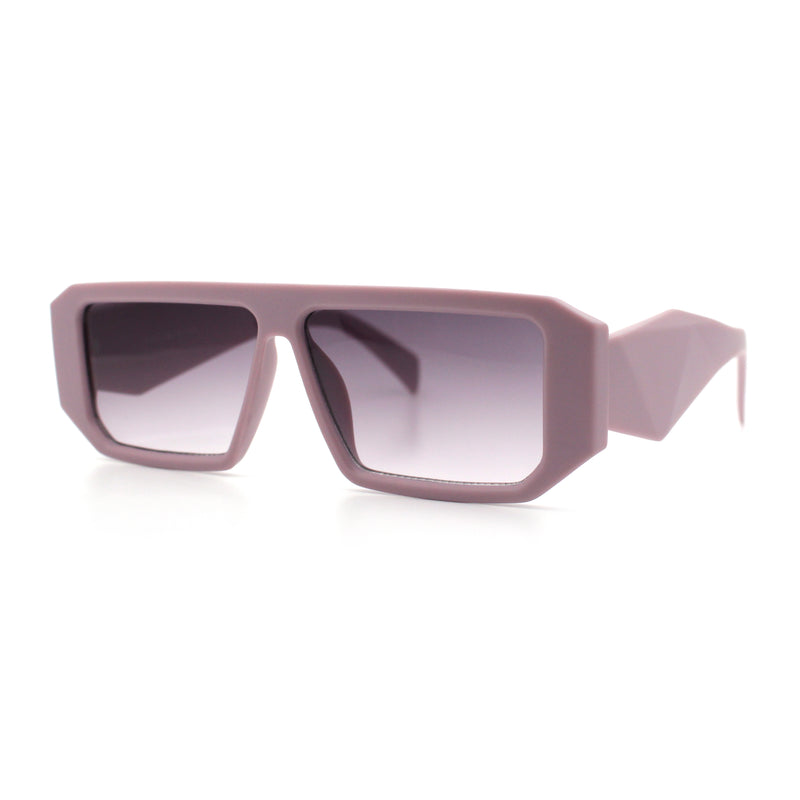 Womens Mod Flat Top Square Rectangle Beveled Diamond Cut Arm Plastic Sunglasses
