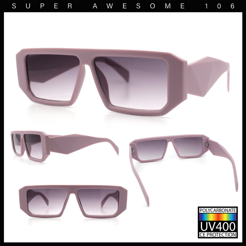 Womens Mod Flat Top Square Rectangle Beveled Diamond Cut Arm Plastic Sunglasses