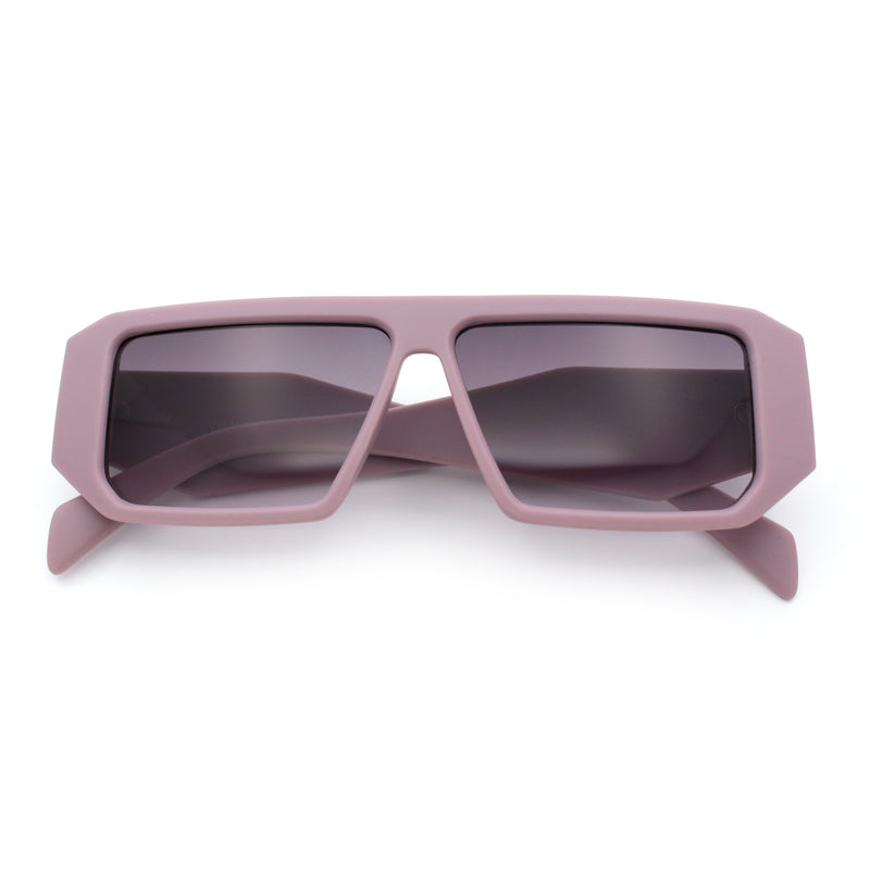 Womens Mod Flat Top Square Rectangle Beveled Diamond Cut Arm Plastic Sunglasses