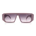 Womens Mod Flat Top Square Rectangle Beveled Diamond Cut Arm Plastic Sunglasses
