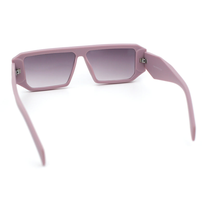 Womens Mod Flat Top Square Rectangle Beveled Diamond Cut Arm Plastic Sunglasses