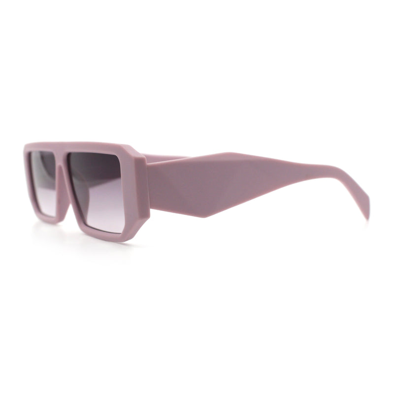 Womens Mod Flat Top Square Rectangle Beveled Diamond Cut Arm Plastic Sunglasses
