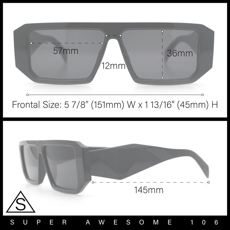 Womens Mod Flat Top Square Rectangle Beveled Diamond Cut Arm Plastic Sunglasses
