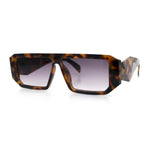 Womens Mod Flat Top Square Rectangle Beveled Diamond Cut Arm Plastic Sunglasses