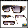 Womens Mod Flat Top Square Rectangle Beveled Diamond Cut Arm Plastic Sunglasses