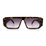 Womens Mod Flat Top Square Rectangle Beveled Diamond Cut Arm Plastic Sunglasses