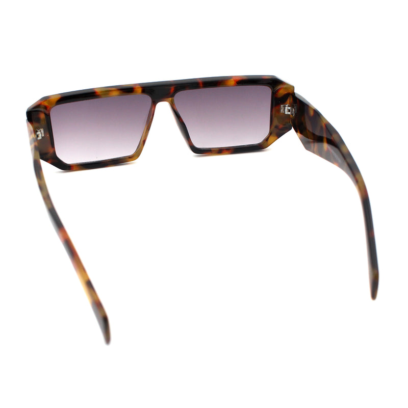 Womens Mod Flat Top Square Rectangle Beveled Diamond Cut Arm Plastic Sunglasses
