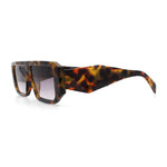 Womens Mod Flat Top Square Rectangle Beveled Diamond Cut Arm Plastic Sunglasses