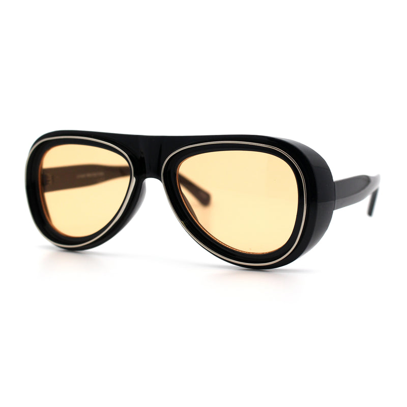 Retro Dimensional Metal Socket Rim Tear Drop Shape Racer Plastic Sunglasses