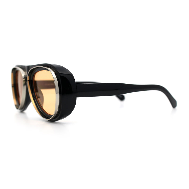 Retro Dimensional Metal Socket Rim Tear Drop Shape Racer Plastic Sunglasses