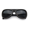 Retro Dimensional Metal Socket Rim Tear Drop Shape Racer Plastic Sunglasses