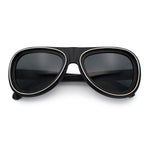 Retro Dimensional Metal Socket Rim Tear Drop Shape Racer Plastic Sunglasses