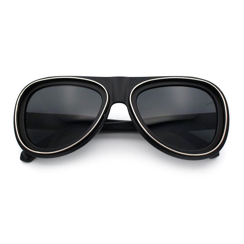 Retro Dimensional Metal Socket Rim Tear Drop Shape Racer Plastic Sunglasses