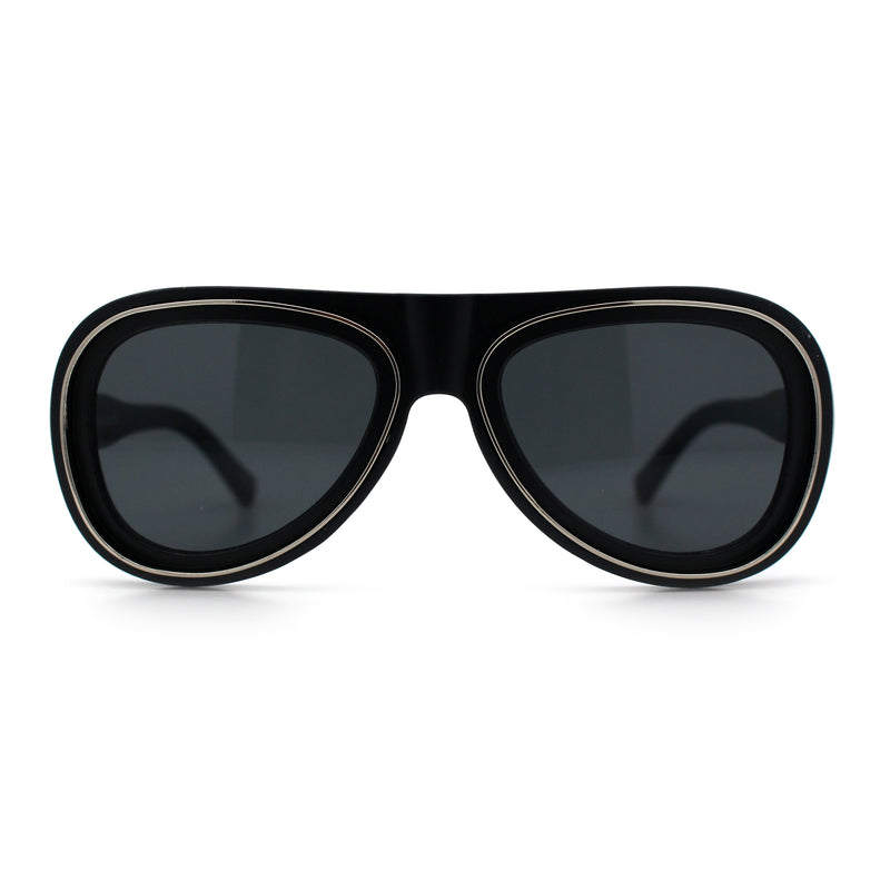 Retro Dimensional Metal Socket Rim Tear Drop Shape Racer Plastic Sunglasses