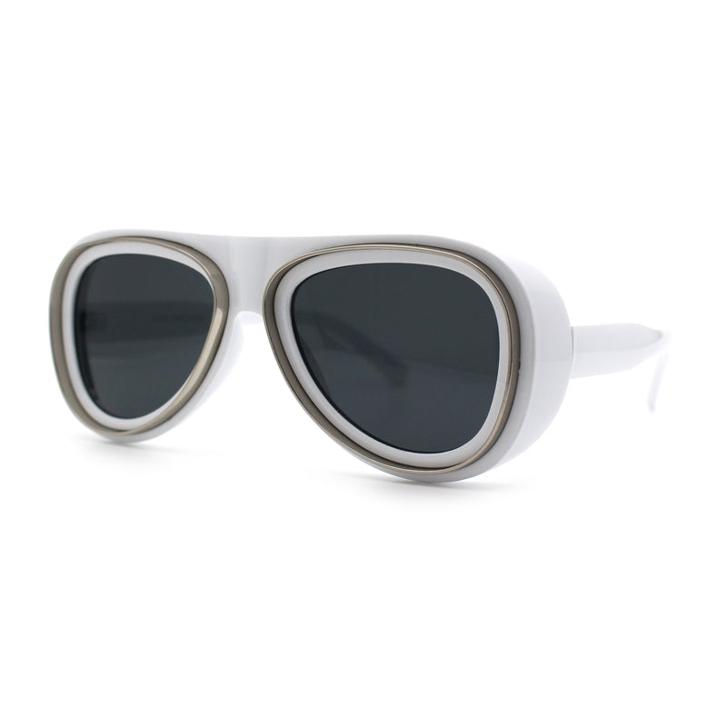 Retro Dimensional Metal Socket Rim Tear Drop Shape Racer Plastic Sunglasses