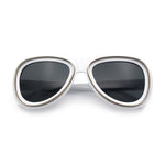 Retro Dimensional Metal Socket Rim Tear Drop Shape Racer Plastic Sunglasses