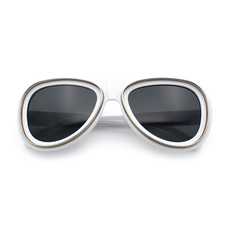 Retro Dimensional Metal Socket Rim Tear Drop Shape Racer Plastic Sunglasses