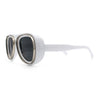 Retro Dimensional Metal Socket Rim Tear Drop Shape Racer Plastic Sunglasses