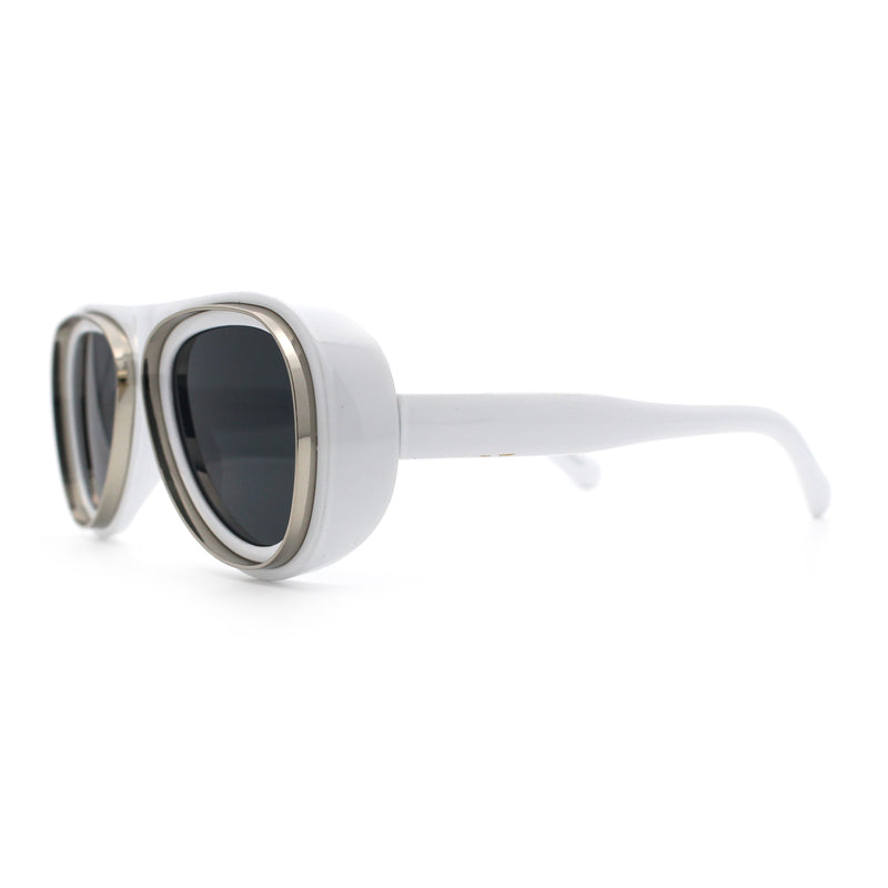 Retro Dimensional Metal Socket Rim Tear Drop Shape Racer Plastic Sunglasses