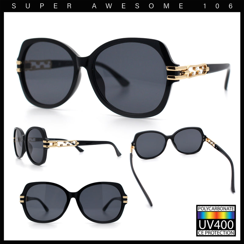 Classic 90s Womens Bejeweled Rhinestone Bling Arm Designer Butterfly Sunglasses
